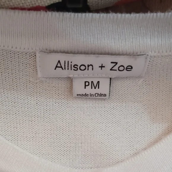 Chic White Cardigan with Blue Floral Appliques. - Picture 5 of 7